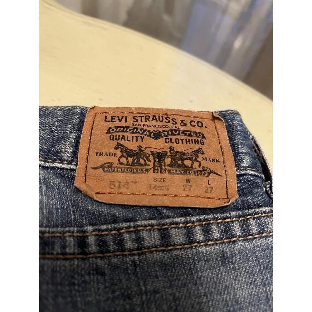 Levis Redtab 514 Men 27x27 Medium Wash Faded Slim Straight Blue‎ Denim Jeans